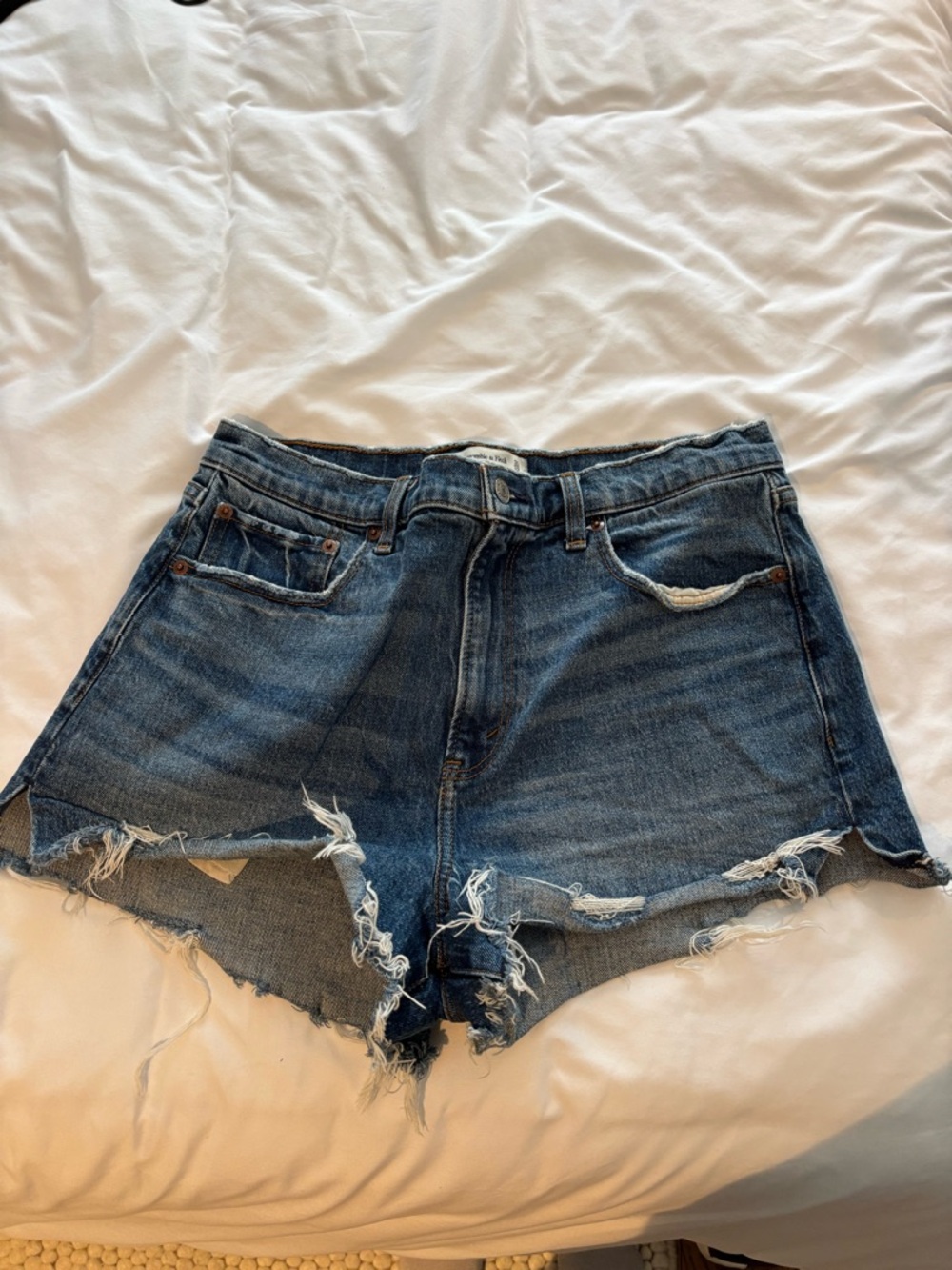 Abercrombie & Fitch Distressed Dark Blue Denim Cutoff Shorts